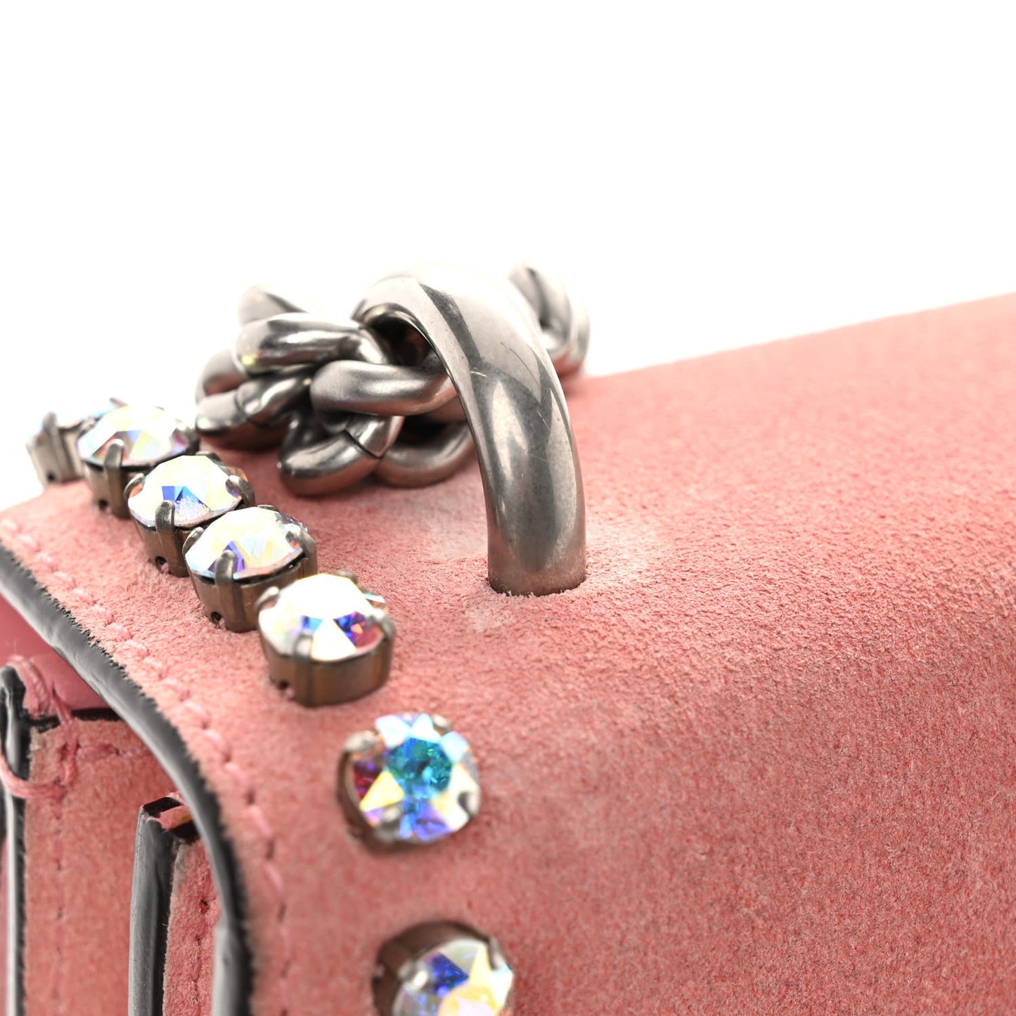Suede Crystal Small Dionysus Shoulder Bag Peonia