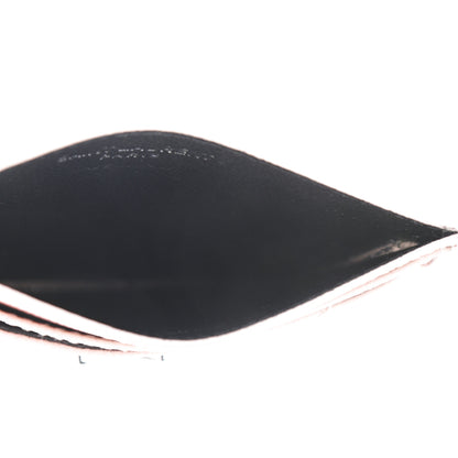 Saint Laurent Grain De Poudre Matelasse Chevron Monogram Credit Card Case Pale Pink 5 of 6
