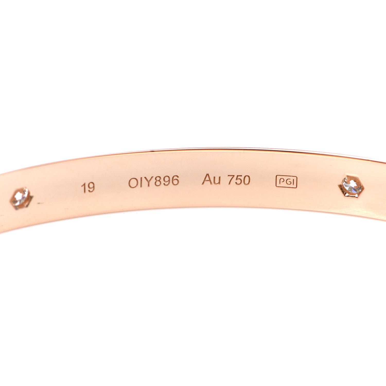 Cartier 18K Pink Gold 4 Diamond LOVE Bracelet 19 5 of 8