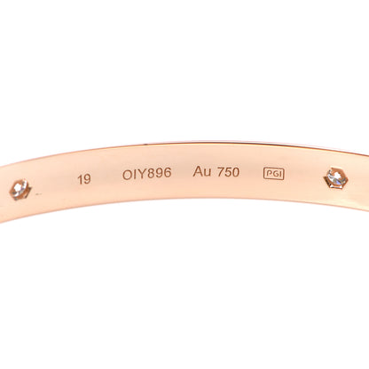Cartier 18K Pink Gold 4 Diamond LOVE Bracelet 19 5 of 8