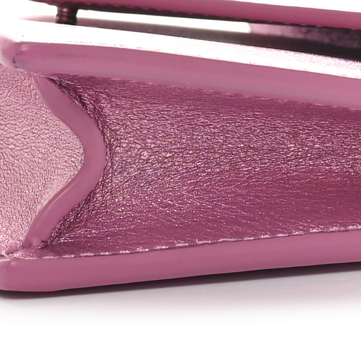 Metallic Calfskin Monogram Envelope Chain Wallet Pink