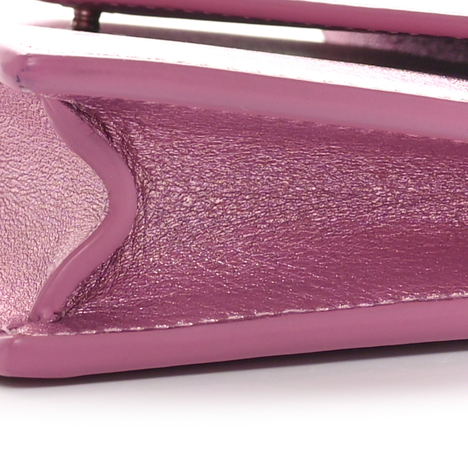 Saint Laurent Metallic Calfskin Monogram Envelope Chain Wallet Pink 9 of 9