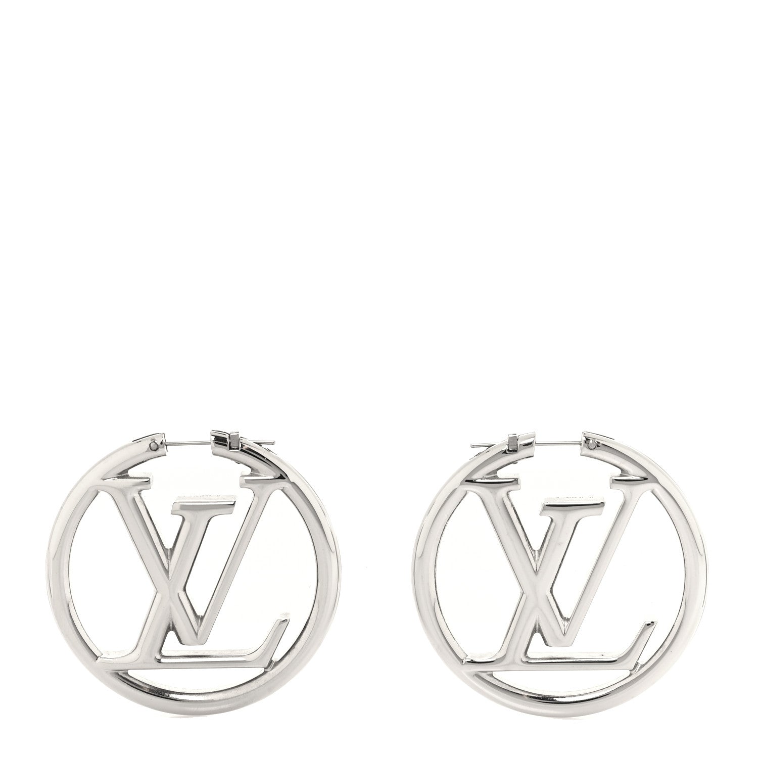 Louis Vuitton Palladium Louise Hoop Earrings Silver 1 of 5