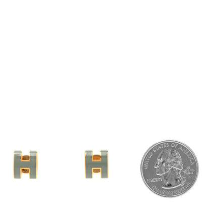 Hermes Gold Lacquered Mini Pop H Earrings Jade 2 of 4