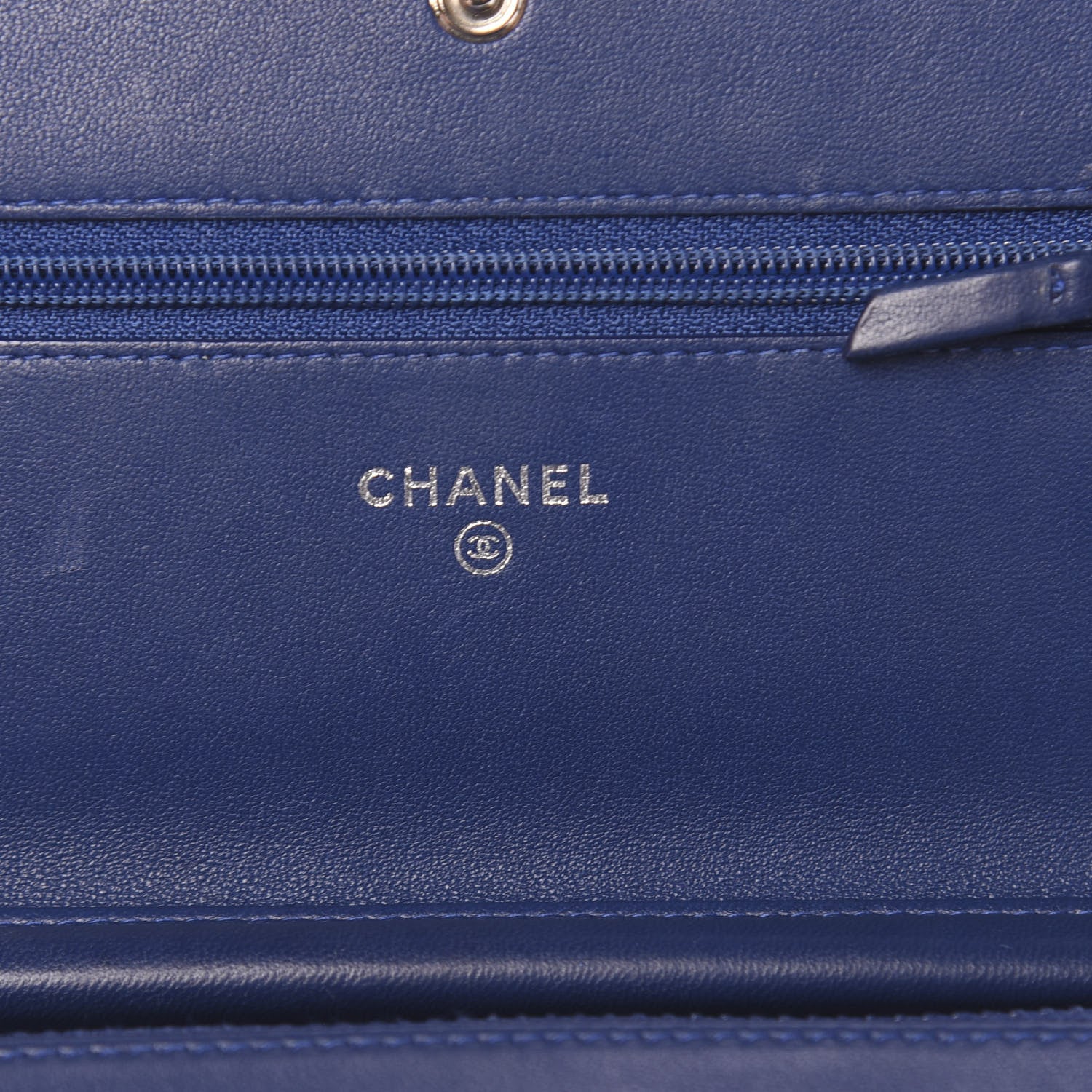 Chanel Lambskin Quilted Boy Wallet On Chain WOC Blue 6 of 15