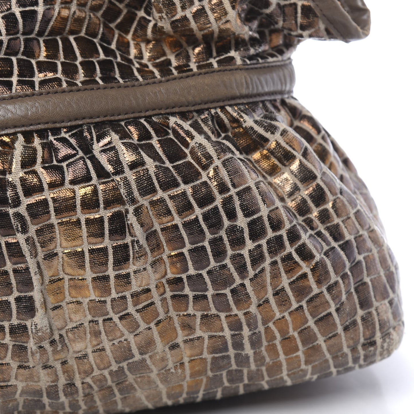 Metallic Canvas Crocodile Embossed Large Chef Shopper Tote Bronze