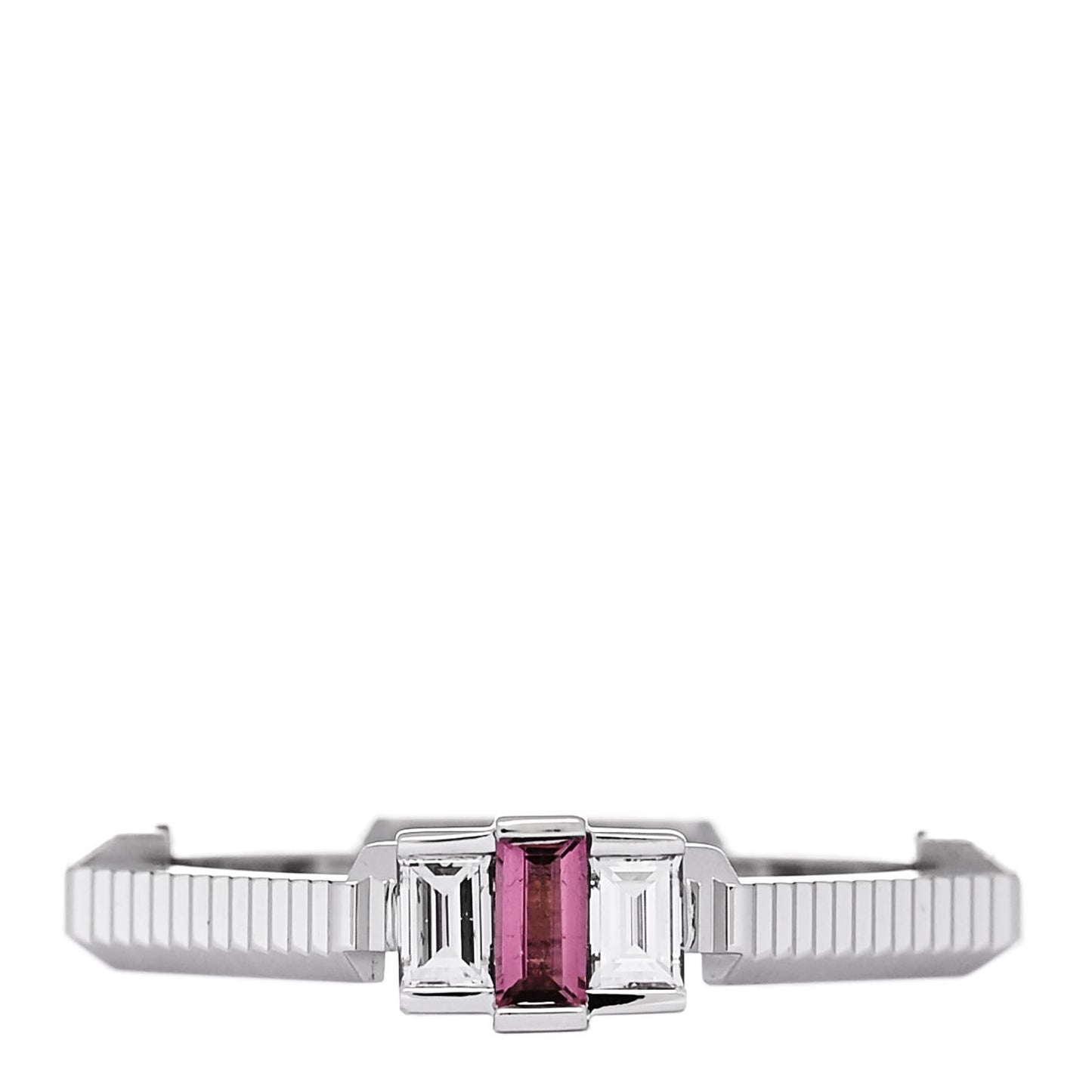 18K White Gold Diamond Rubelite Link to Love Ring 54 6.75