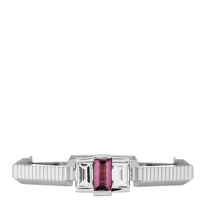 Gucci 18K White Gold Diamond Rubelite Link to Love Ring 54 6.75 1 of 7