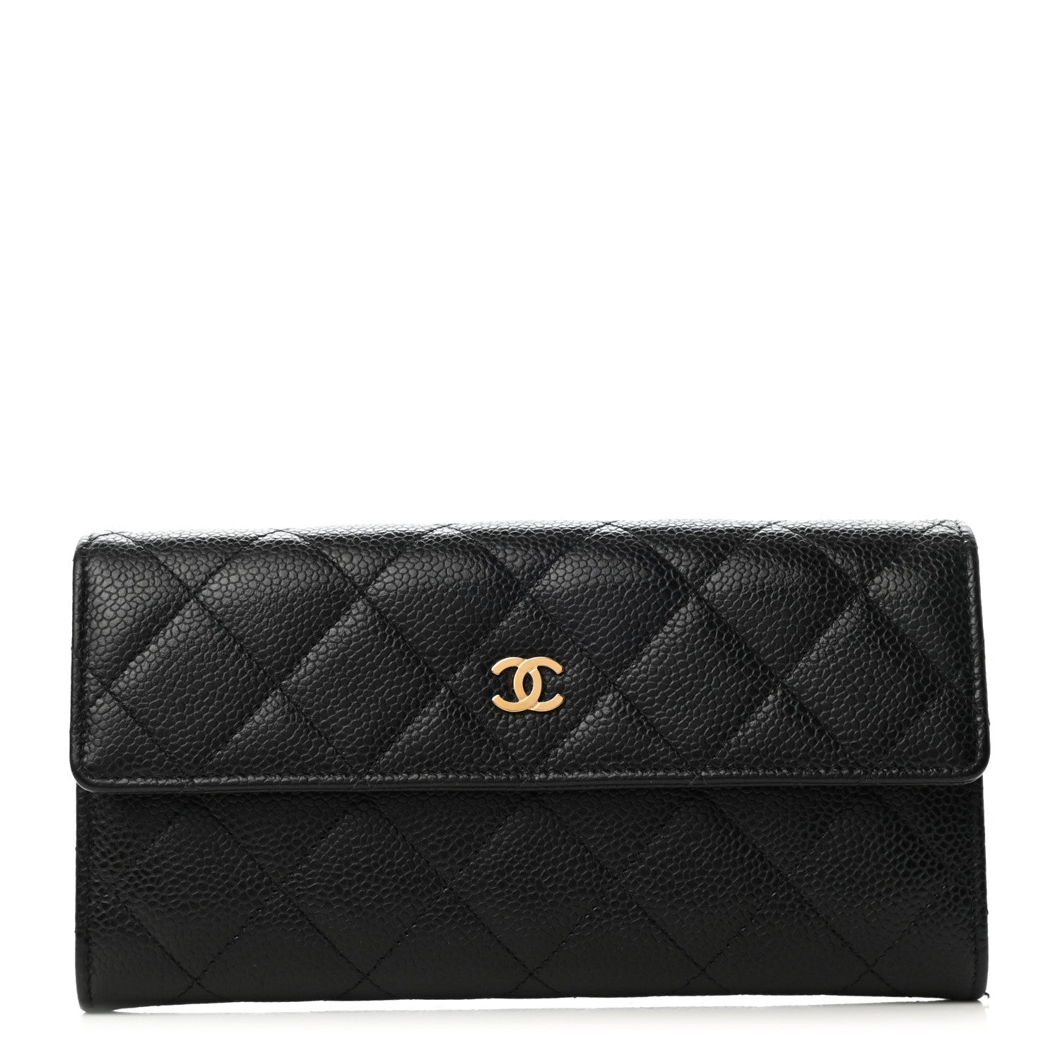 Chanel Caviar Quilted Large Gusset Flap Wallet Black 1 of 8