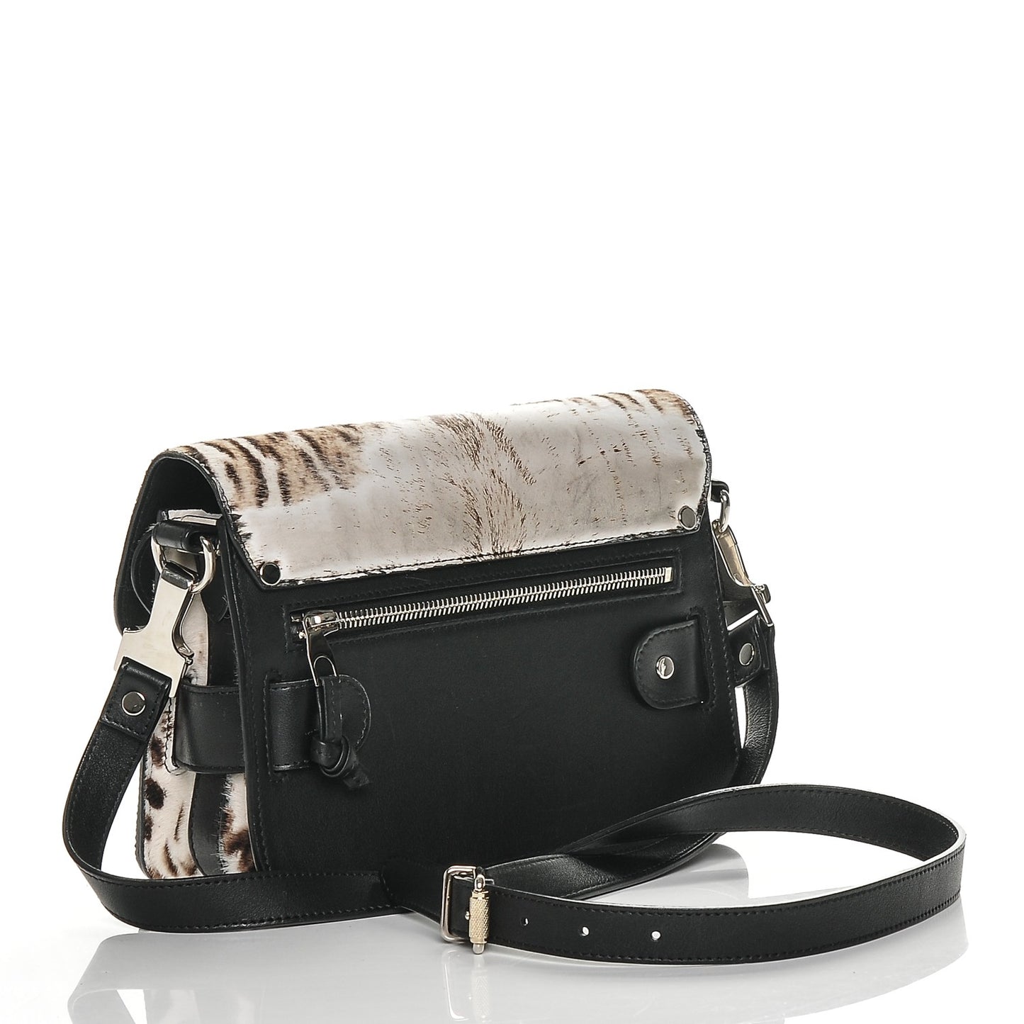 Calf Hair Leopard Print Mini PS11 Classic Shoulder Bag Black