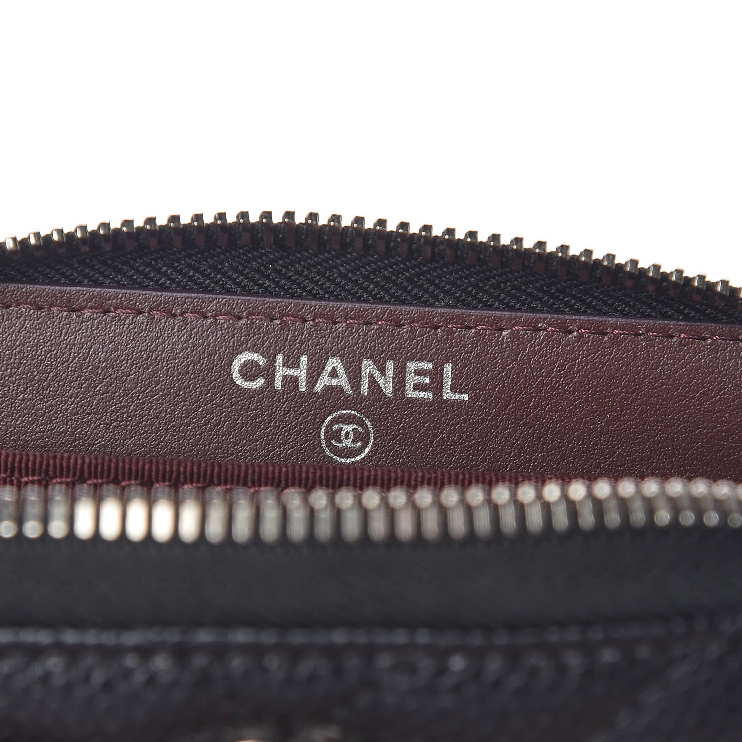 Chanel Caviar Chevron Quilted Zip Coin Purse Black 6 of 11