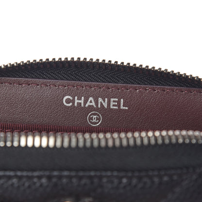 Chanel Caviar Chevron Quilted Zip Coin Purse Black 6 of 11