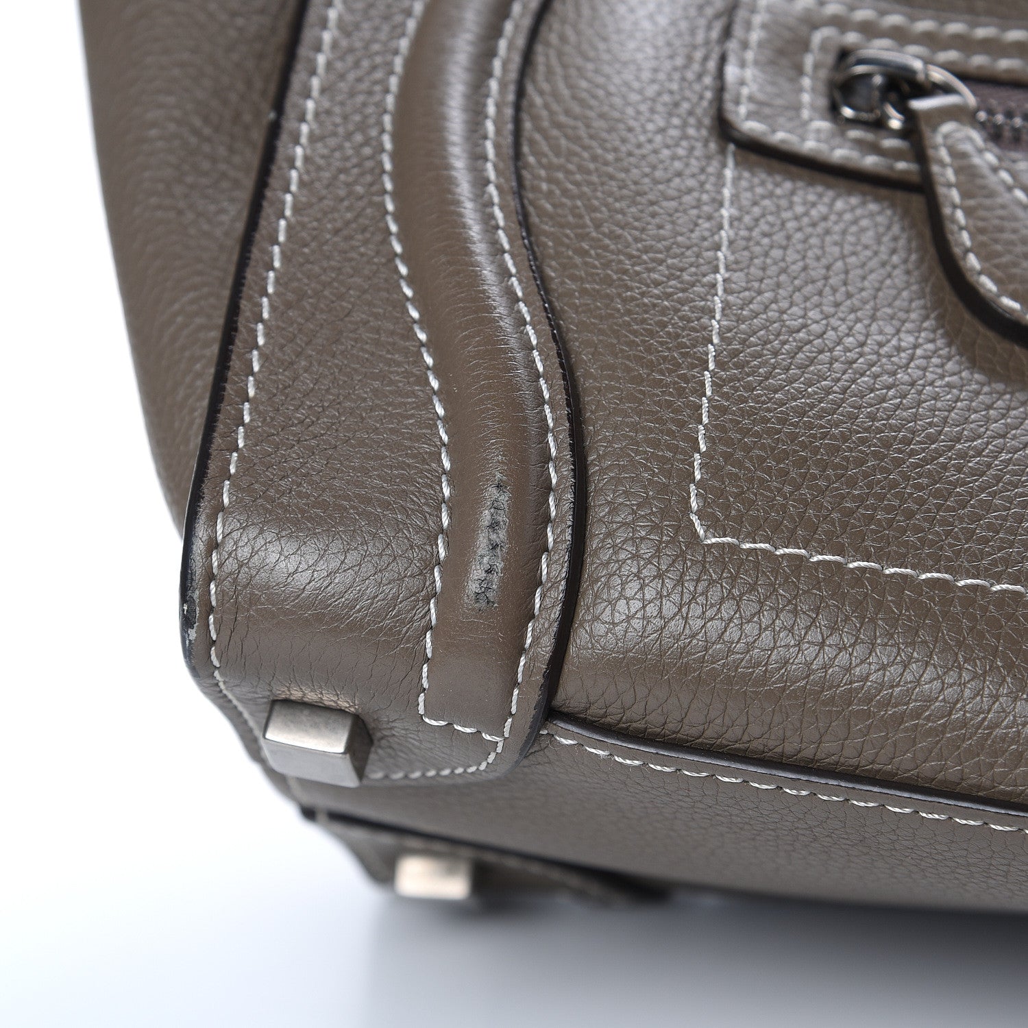 Celine Drummed Calfskin Micro Luggage Souris 13 of 16