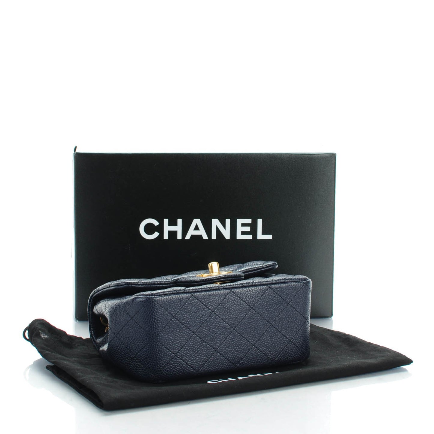 Caviar Quilted Mini Square Flap Navy