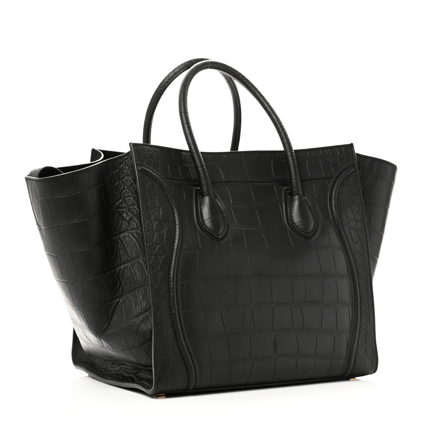 Crocodile Embossed Calfskin Medium Phantom Luggage Black