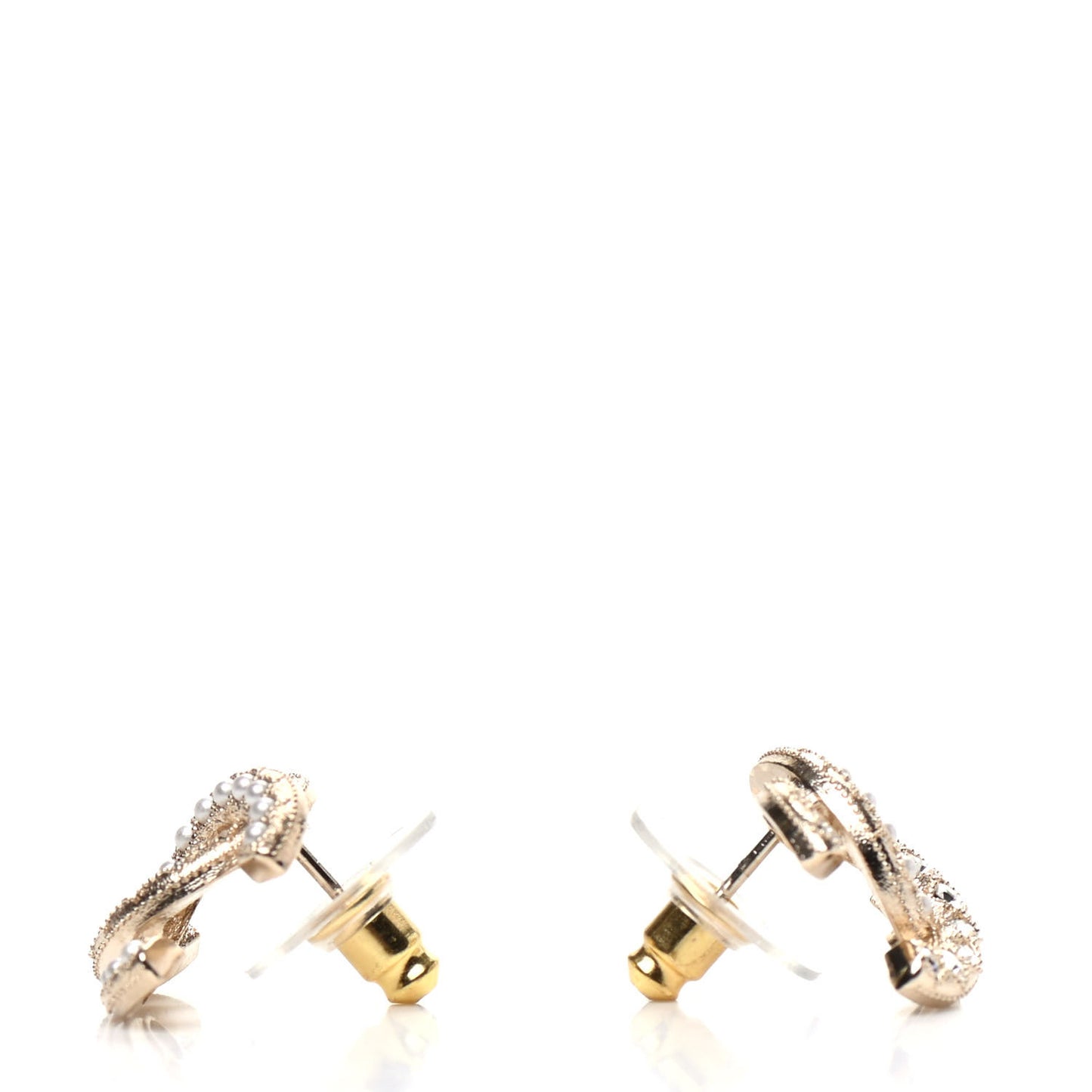 Crystal Pearl CC Earrings Gold