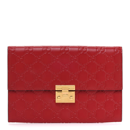 Gucci Guccissima Padlock Clutch Hibiscus Red 1 of 9