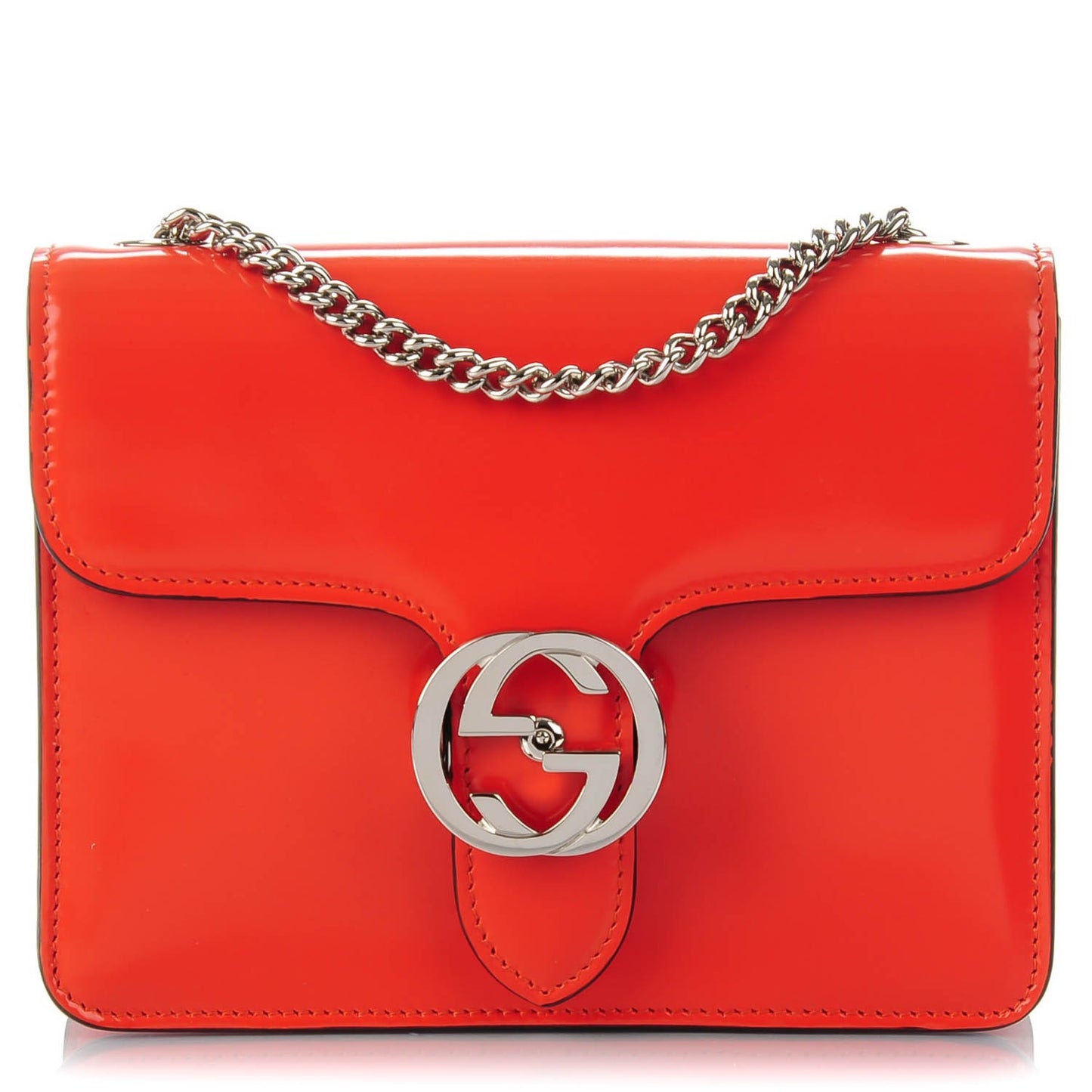 Shade Lux Calfskin Small Interlocking Shoulder Bag New Dark Orange