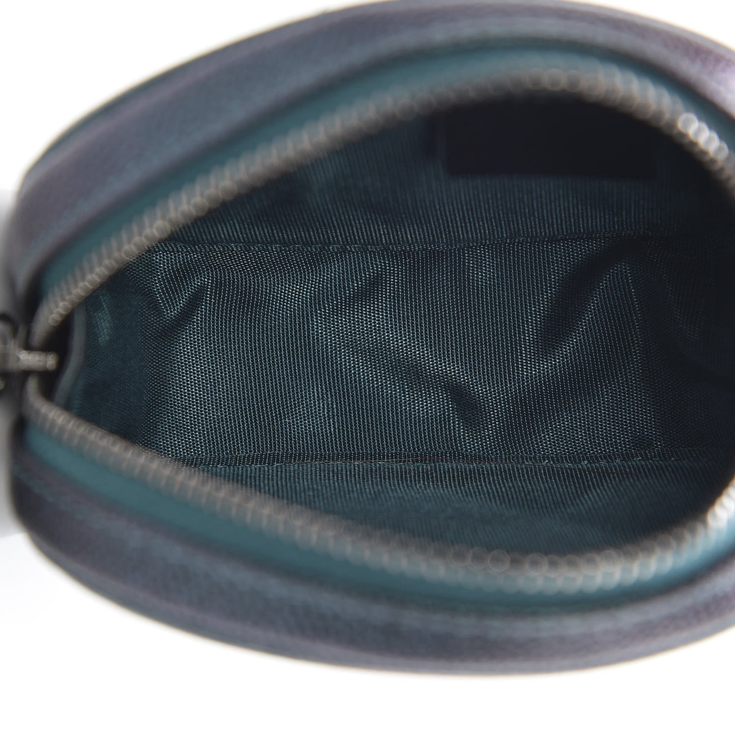 Iridescent Caviar Quilted Filigree Zip Around Classic Coin Purse Dark Turquoise