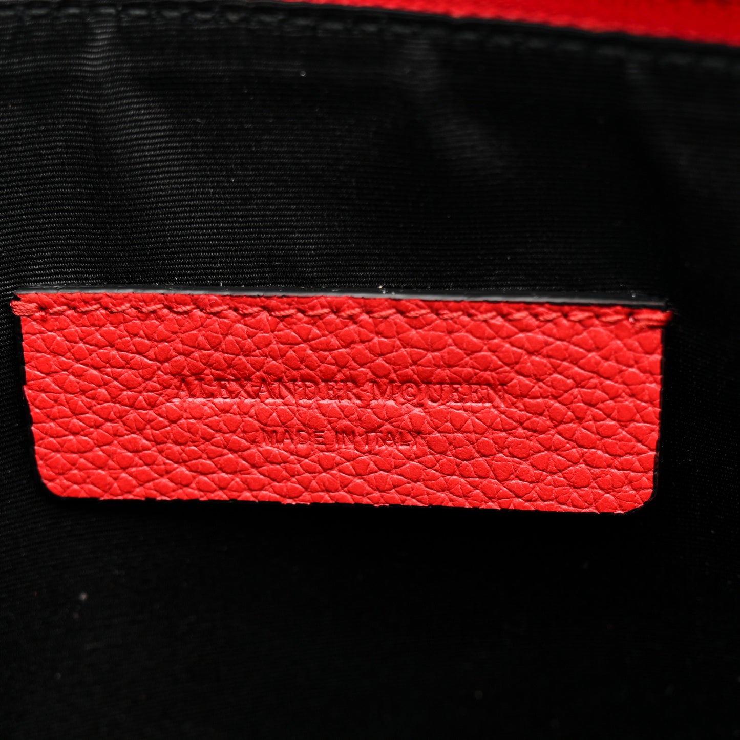 Calfskin Skull Zip Pouch Red