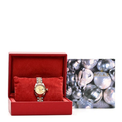 Rolex Stainless Steel 18K Yellow Gold Diamond 26mm Oyster Perpetual Datejust Watch Champagne 79173 5 of 5