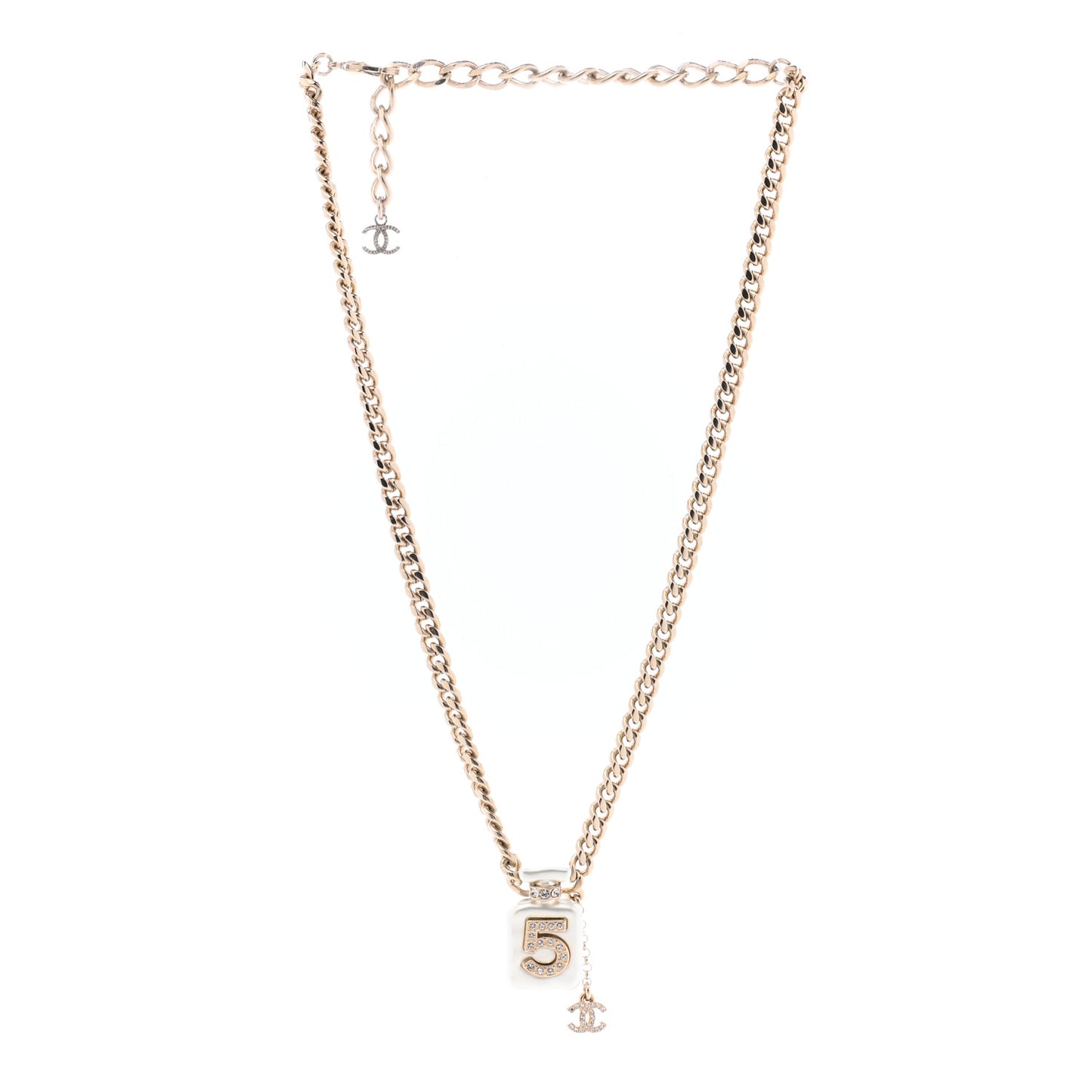 Resin Crystal CC No 5 Perfume Bottle Necklace