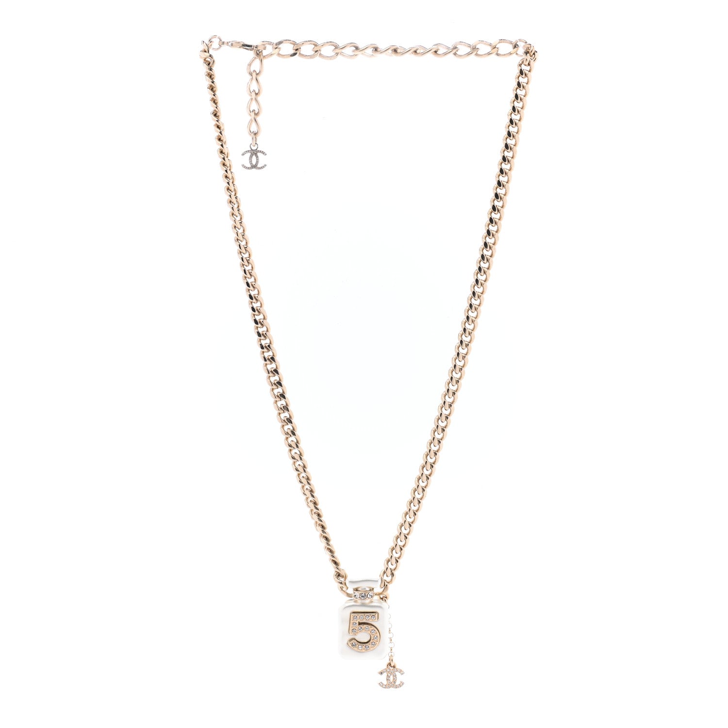 Chanel Resin Crystal CC No 5 Perfume Bottle Necklace 3 of 6