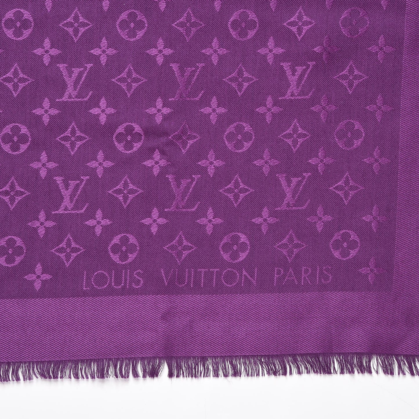 Silk Wool Monogram Shawl Cassis