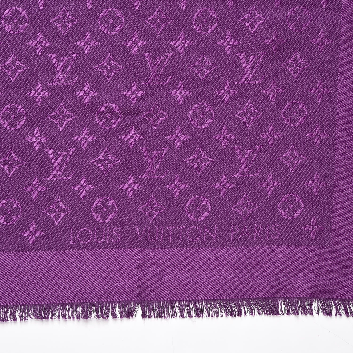 Louis Vuitton Silk Wool Monogram Shawl Cassis 3 of 7