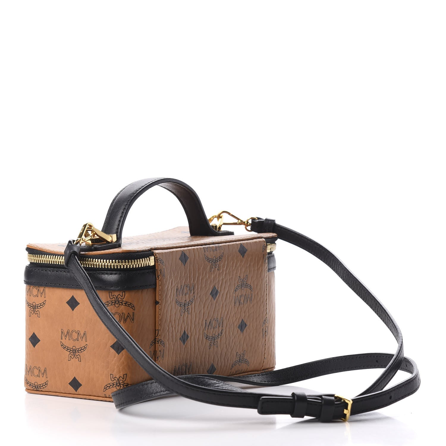 MCM Visetos Rockstar Vanity Case Cognac Black 3 of 9