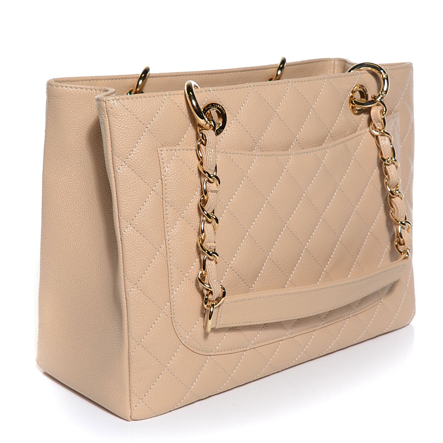 Caviar Quilted Grand Shopping Tote GST Beige Clair