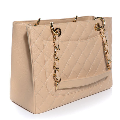 Chanel Caviar Quilted Grand Shopping Tote GST Beige Clair 3 of 7