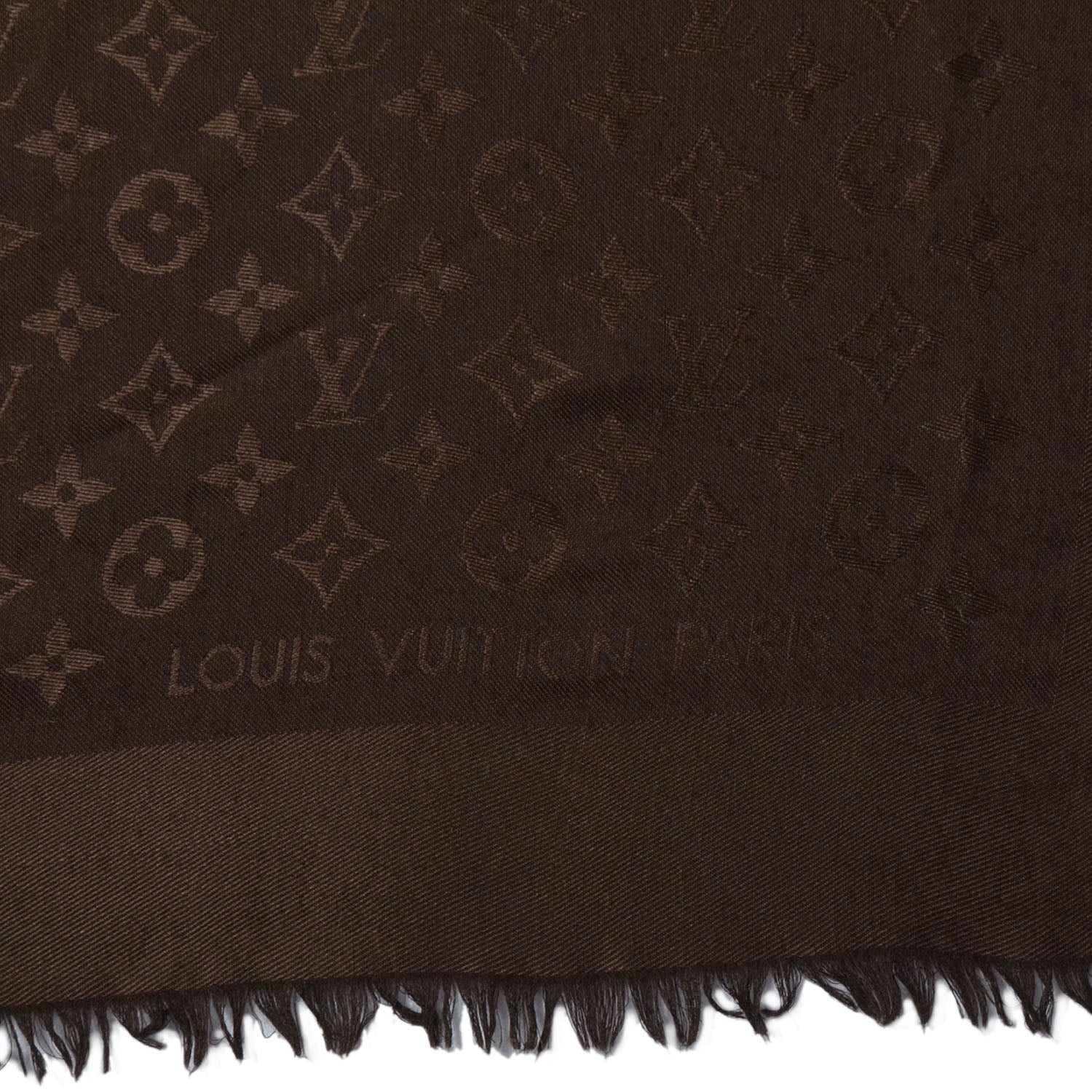 Louis Vuitton Silk Wool Monogram Denim Shawl Chocolate 4 of 5