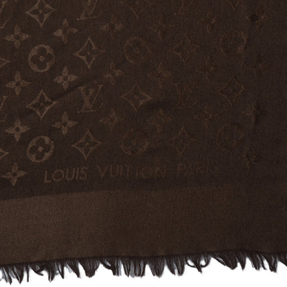 Louis Vuitton Silk Wool Monogram Denim Shawl Chocolate 4 of 5