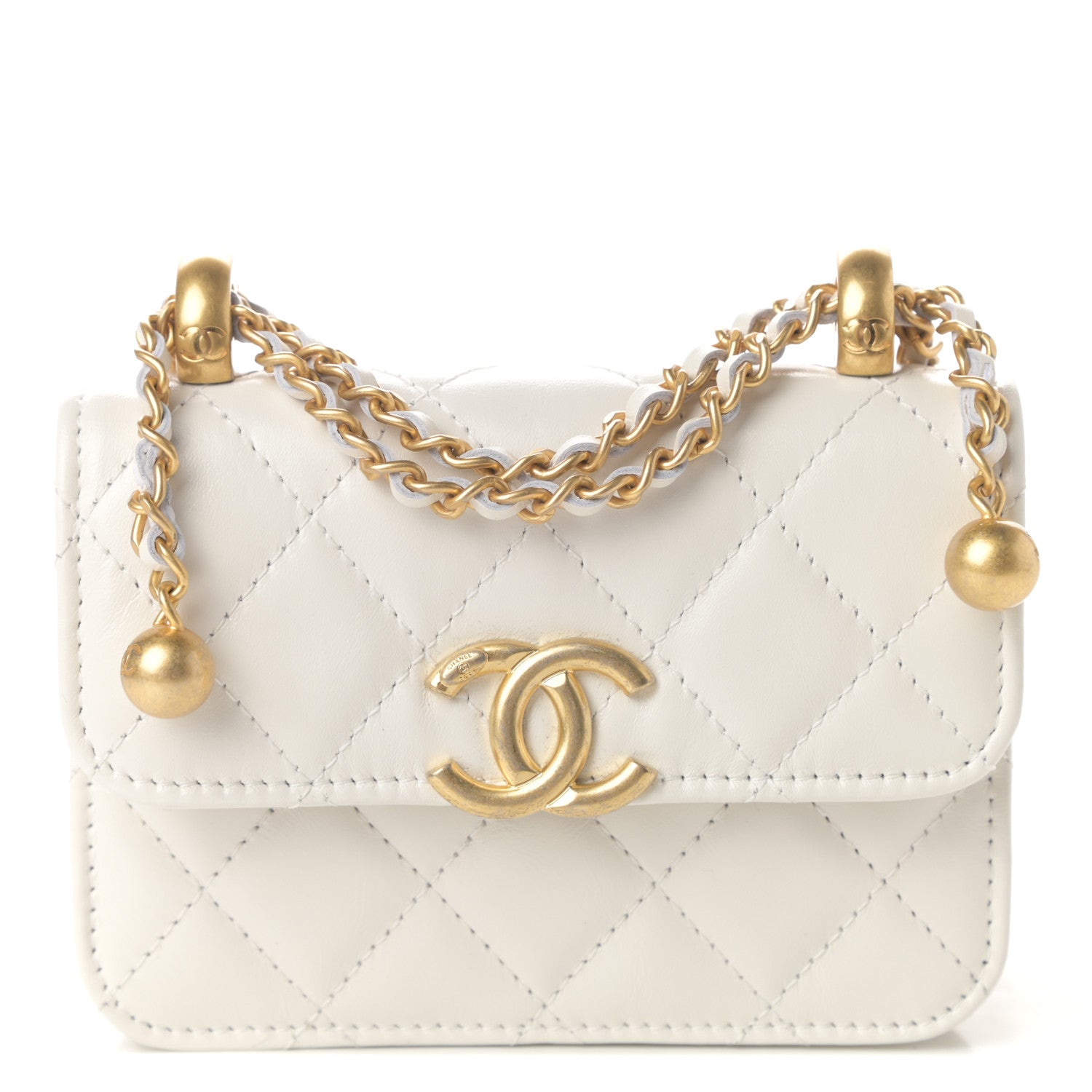 Chanel Calfskin Quilted Perfect Fit Coin Purse With Chain White 1 of 11