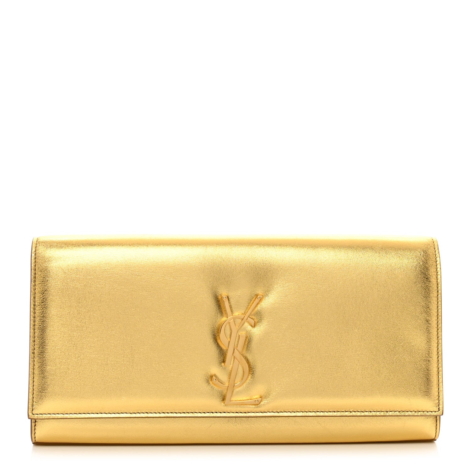 Saint Laurent Metallic Calfskin Classic Monogram Cassandre Clutch Gold 1 of 9