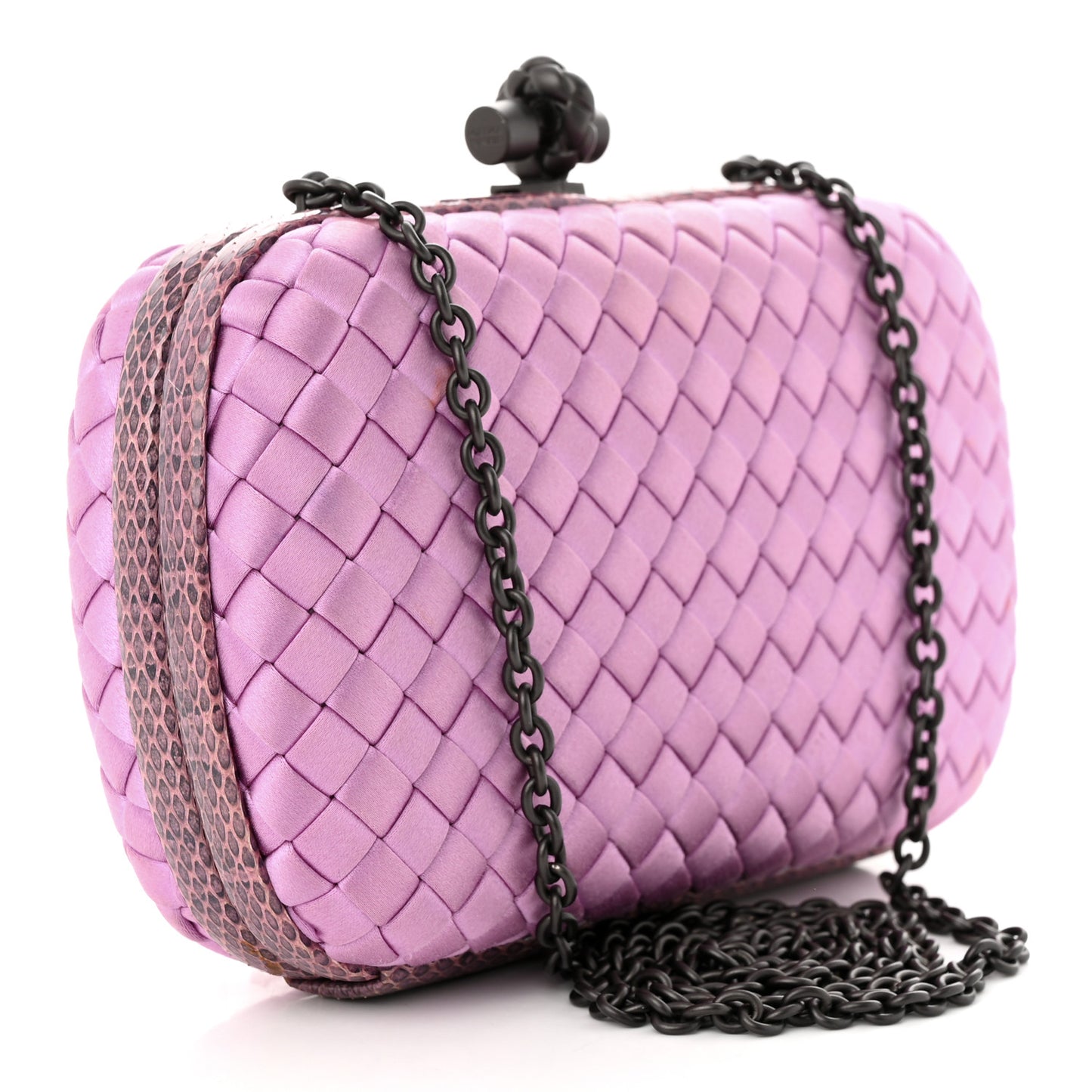 Satin Intreccio Impero Ayers Knot Clutch Orchid
