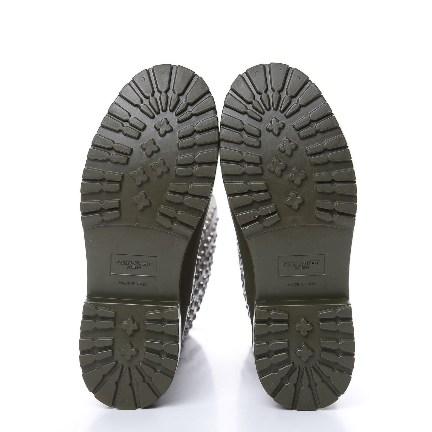Rubber Studded Festival Rain Boots 37 New Kaki Fonce