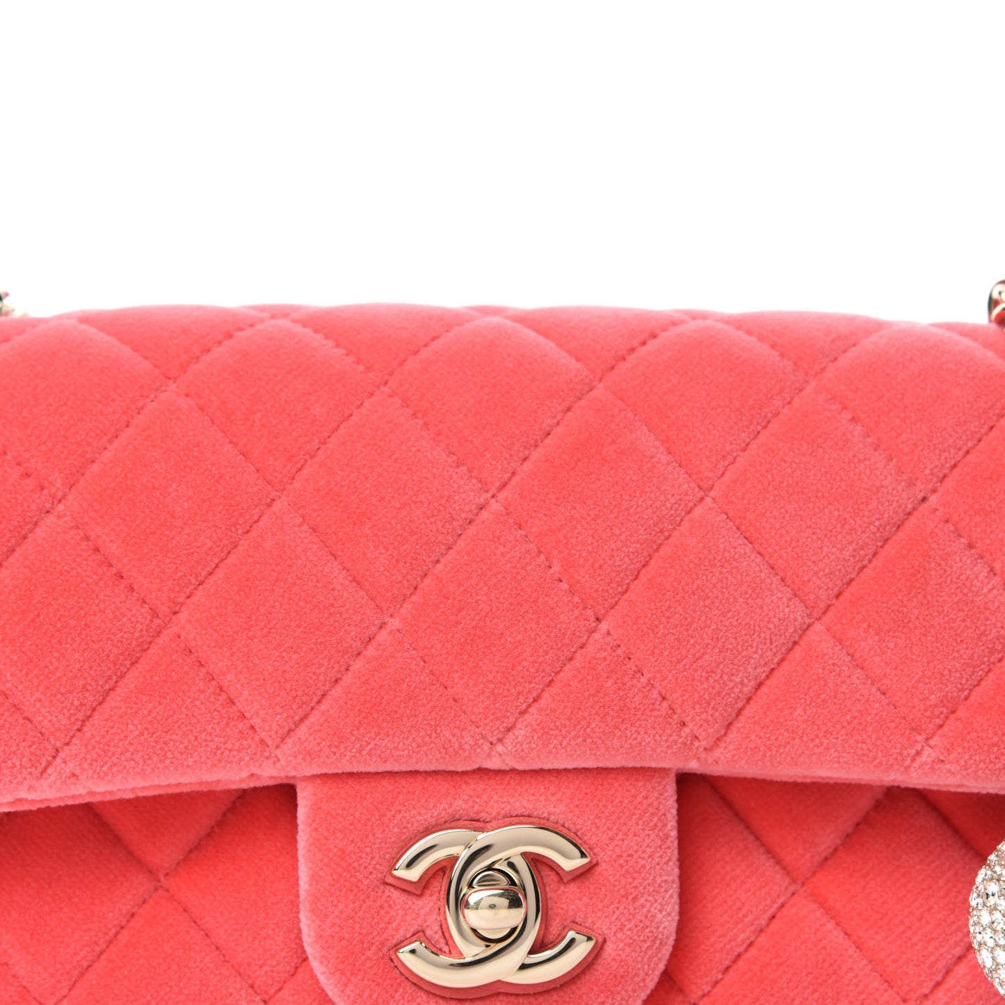 Velvet Quilted Mini Rectangular Pearl Crush Flap Coral