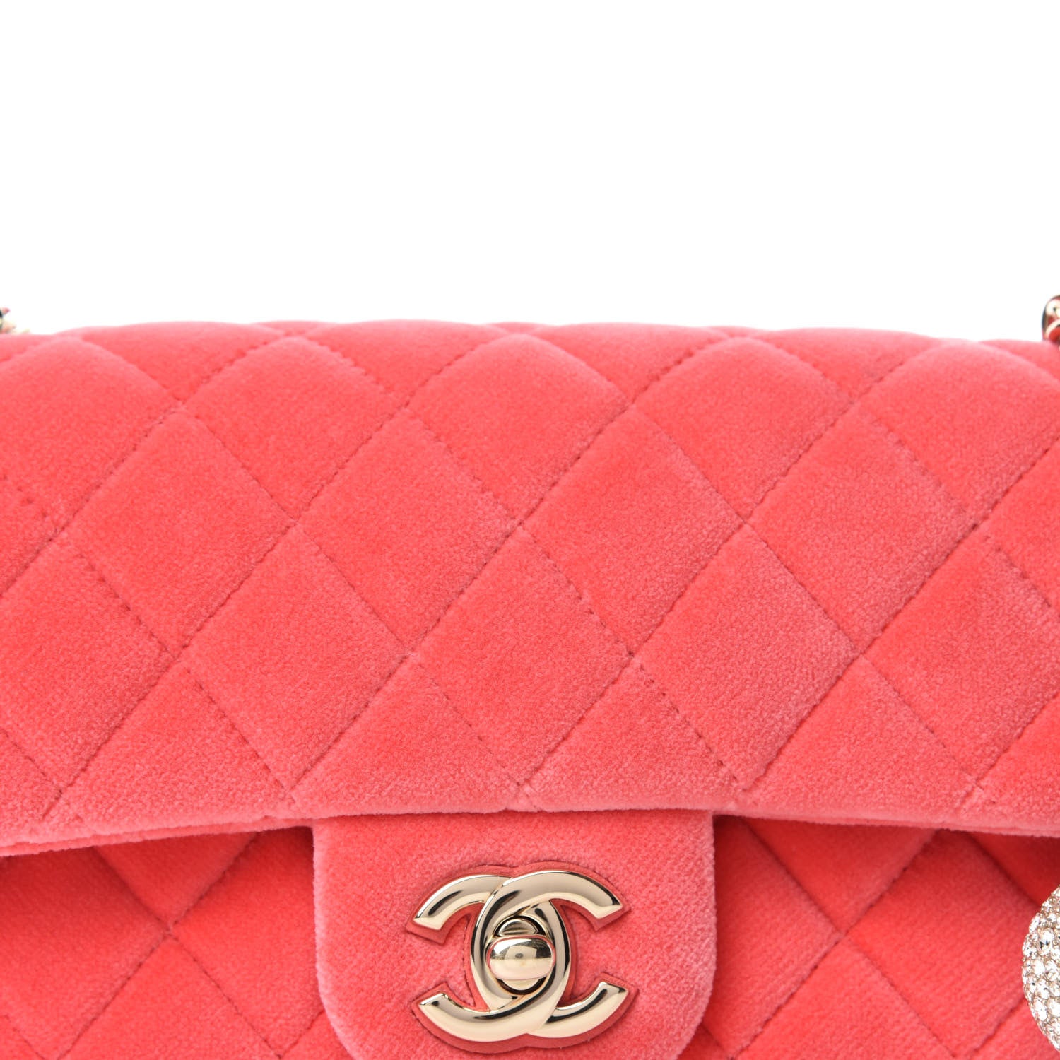 Chanel Velvet Quilted Mini Rectangular Pearl Crush Flap Coral 10 of 11