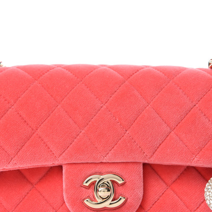 Chanel Velvet Quilted Mini Rectangular Pearl Crush Flap Coral 10 of 11