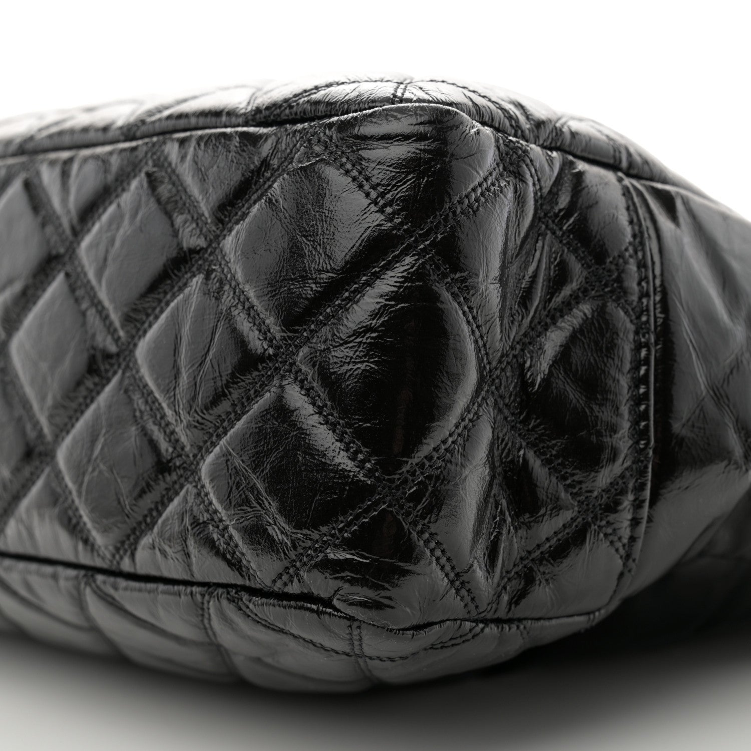 Chanel Shiny Aged Calfskin Quilted Small Shopping Bag Black 10 of 11