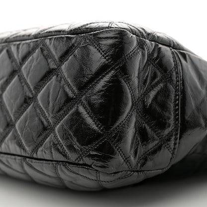 Chanel Shiny Aged Calfskin Quilted Small Shopping Bag Black 10 of 11