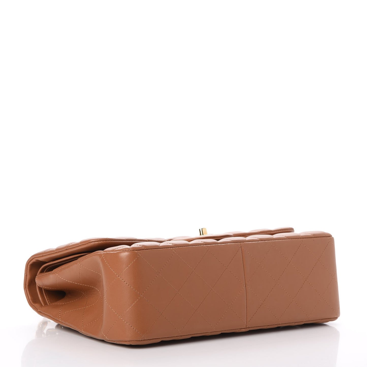 Lambskin Quilted Jumbo Double Flap Camel