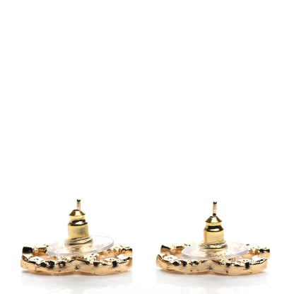 Chanel Metal Textured CC Earrings Gold 3 of 5