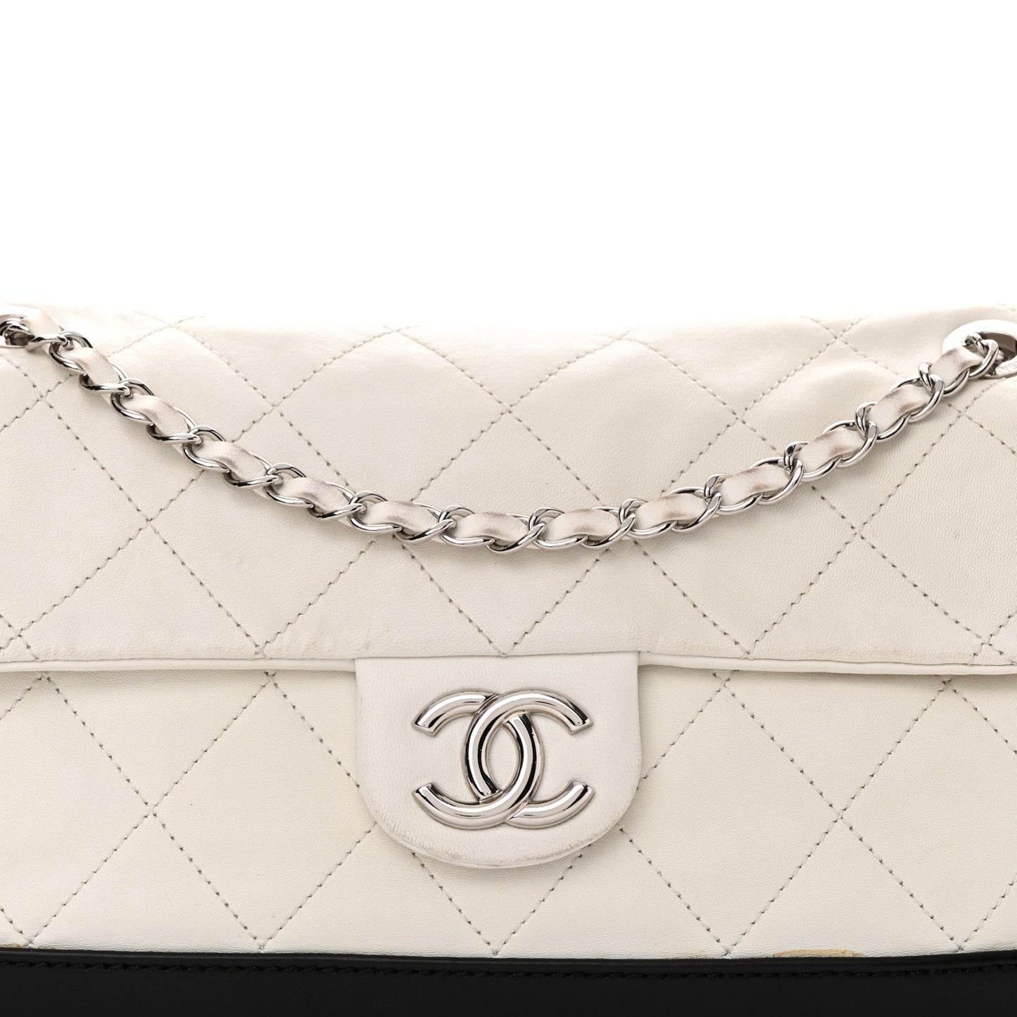 Calfskin Quilted VIP Flap White Black
