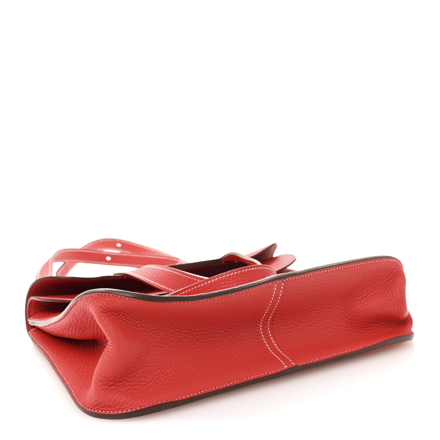 Hermes Taurillon Clemence Verso Halzan 31 GM Rouge Casaque Vermillion 4 of 11