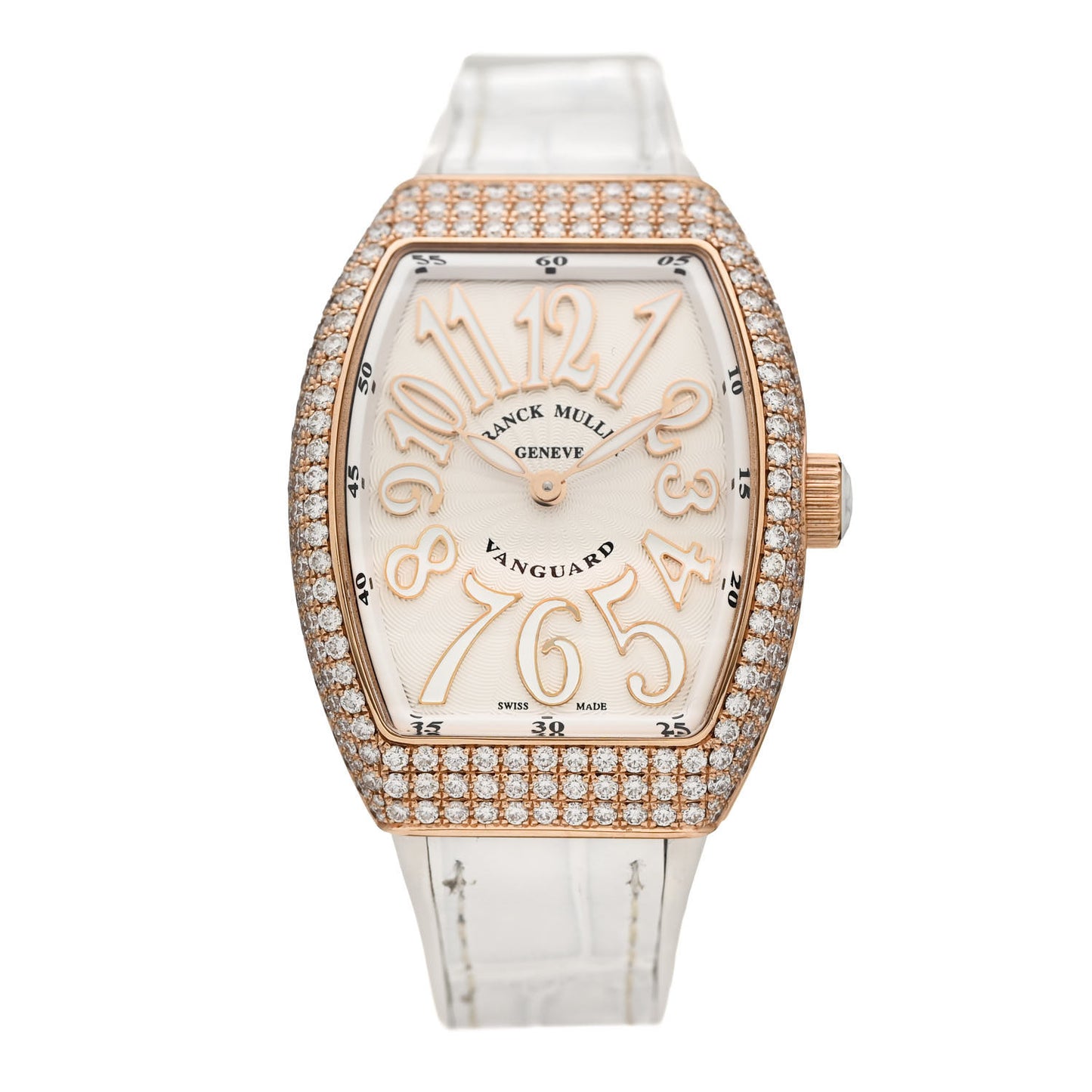 18K Rose Gold Alligator Diamond Pave Bezel 32mm Vanguard Quartz Watch V32QZD5NE