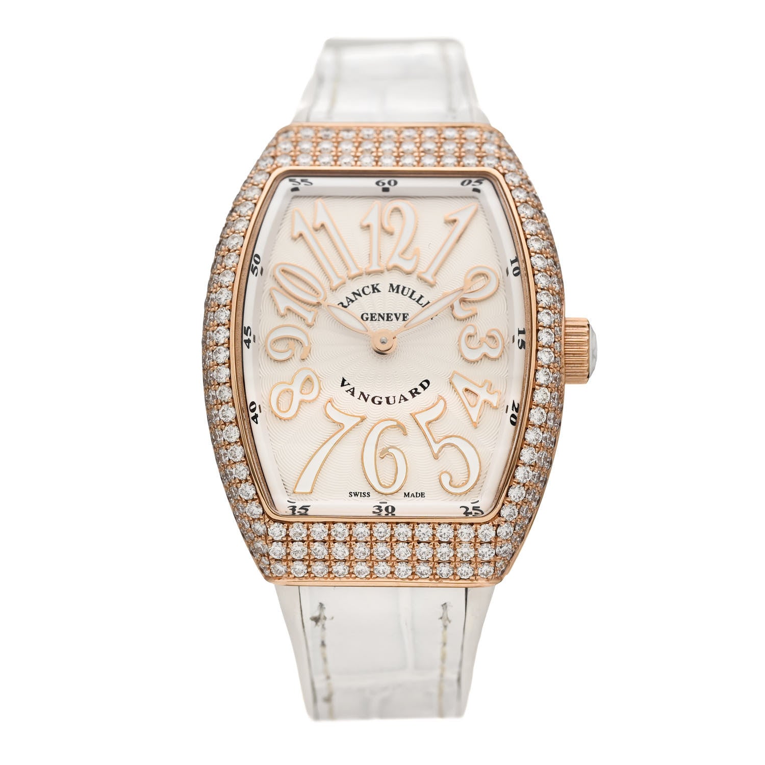 Franck Muller 18K Rose Gold Alligator Diamond Pave Bezel 32mm Vanguard Quartz Watch V32QZD5NE 1 of 5
