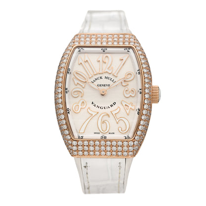 Franck Muller 18K Rose Gold Alligator Diamond Pave Bezel 32mm Vanguard Quartz Watch V32QZD5NE 1 of 5